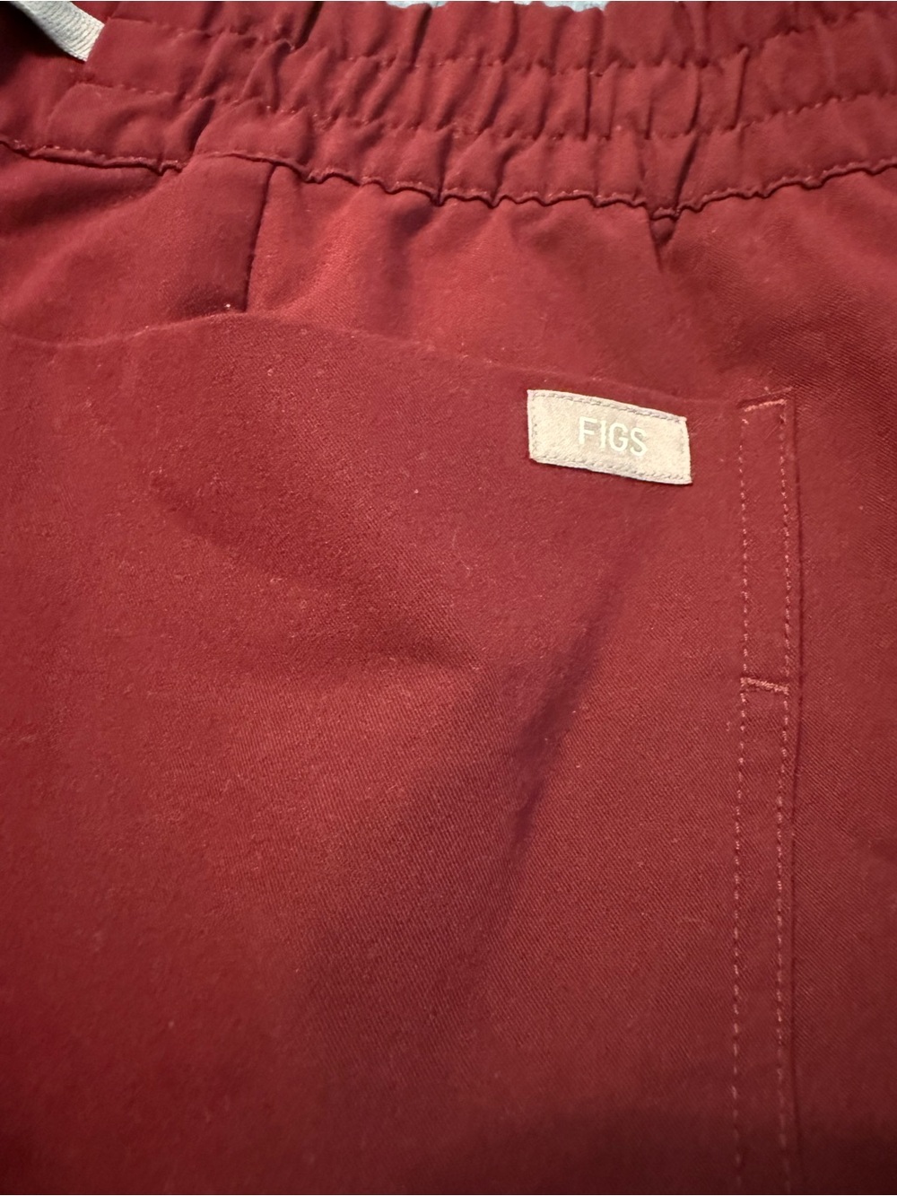 Figs Women's Track Joggers in Deep Red with Drawstring - Picture 7 of 9